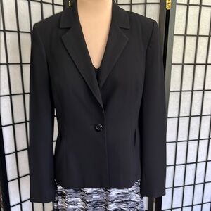 Kasper Black One Button Blazer w/ Princess Seams 6